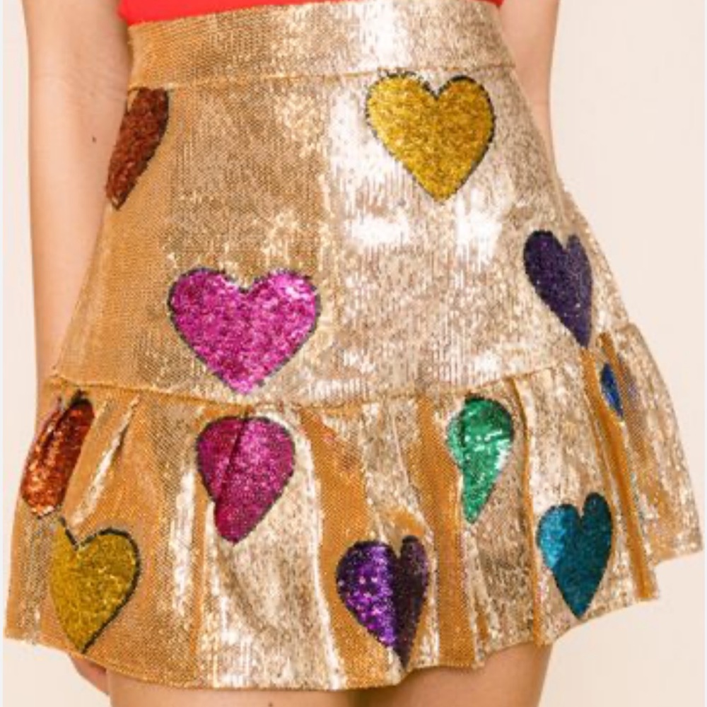 NWT Queen of Sparkles gold sequinskirt size XS